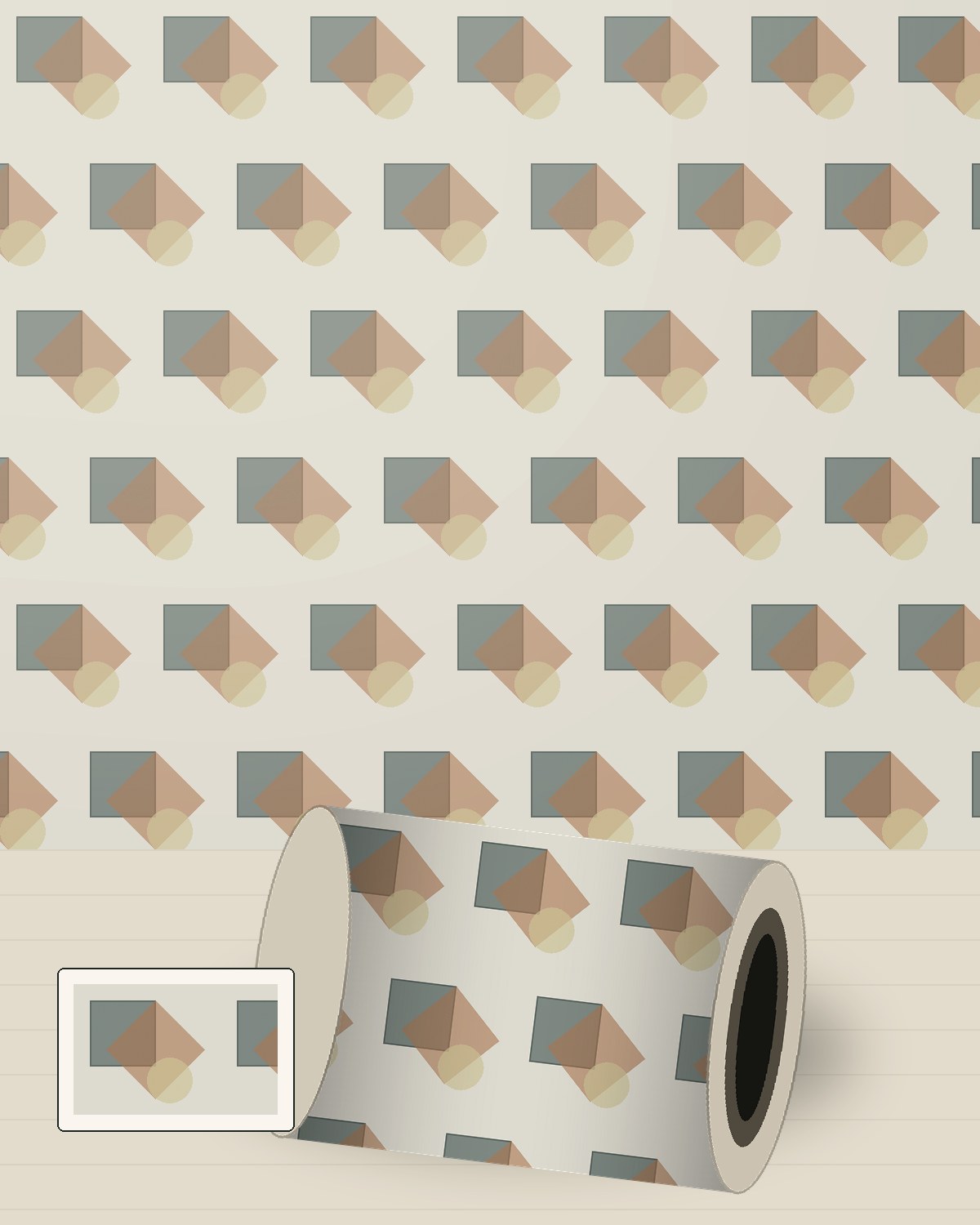 Rhythmic block wallpaper with woven visual structure